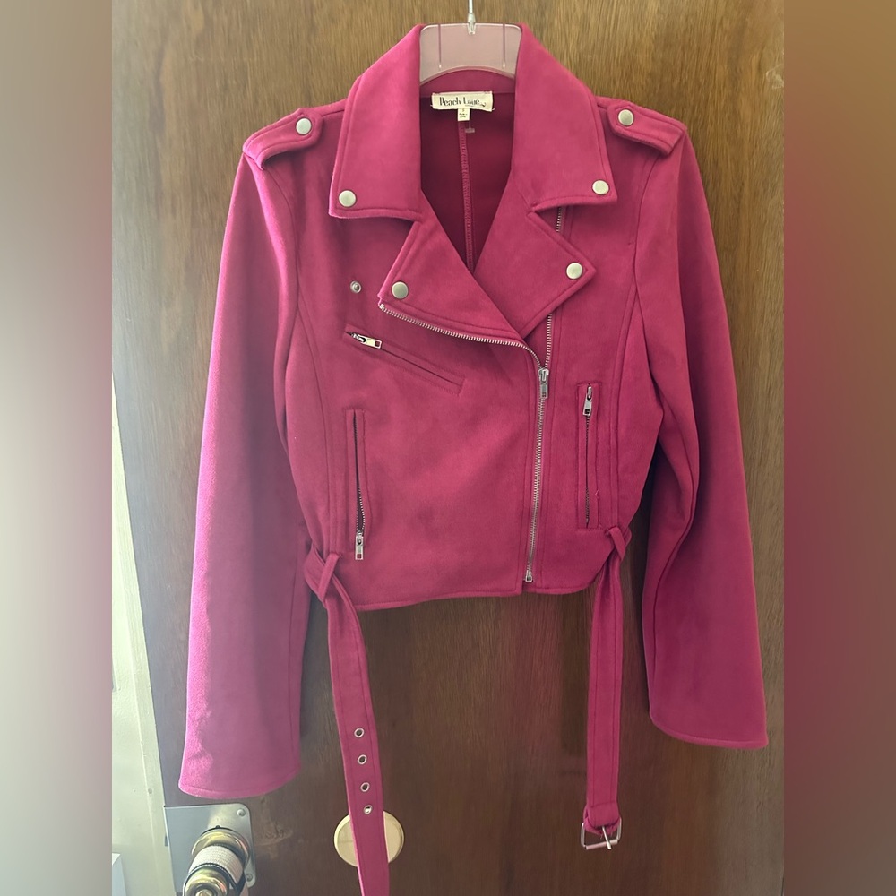 Peach Love California Fuchsia Leather Jacket